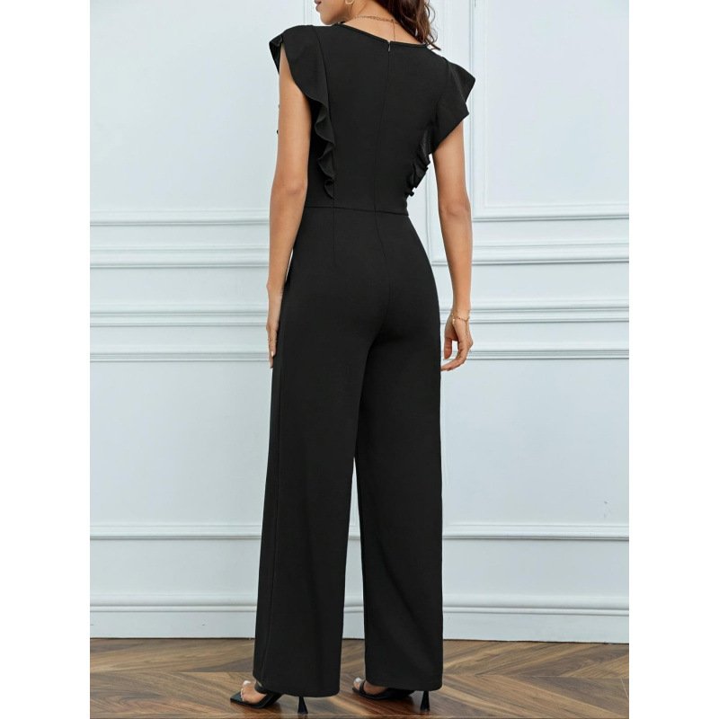 Women's H-Line Tank Crew Neck Daily Going Out Casual Peplum Plain Summer Long Jumpsuit Romper