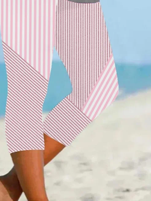 Women's Striped Print Casual Leggings