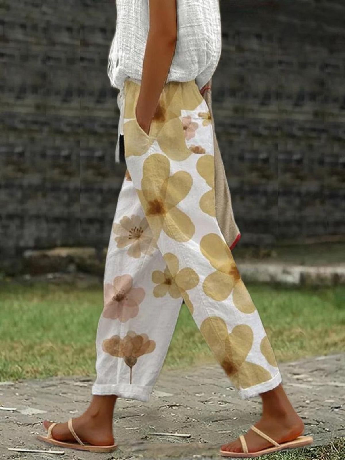 Cotton Floral Casual Regular Fit Pants