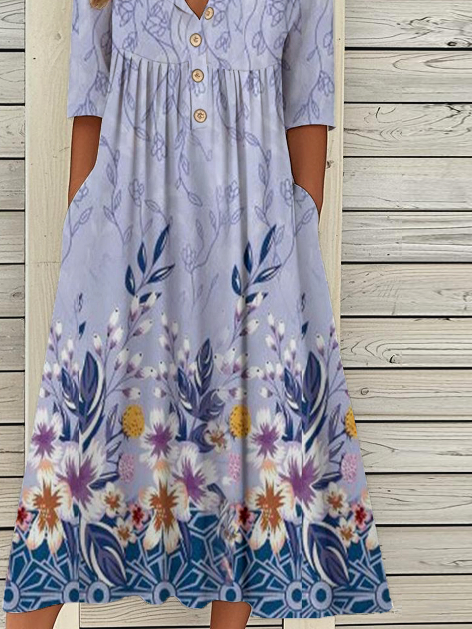 Vintage Half Open Collar Dress
