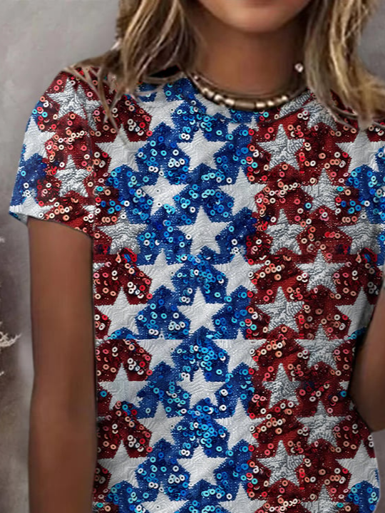 Women's Independence Day Printed Short-Sleeved T-Shirt