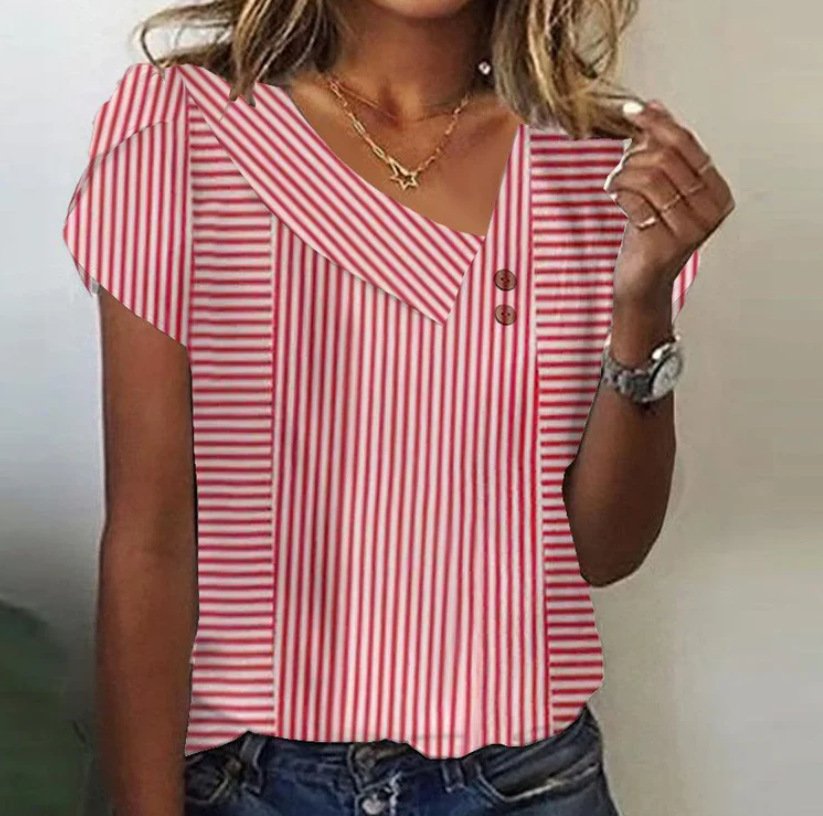 Women's Short Sleeve T-shirt Summer Green Plain Buckle Asymmetrical Daily Going Out Casual Top