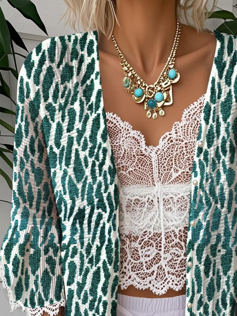 Casual 3/4 Sleeve Cotton Floral Cape Jacket