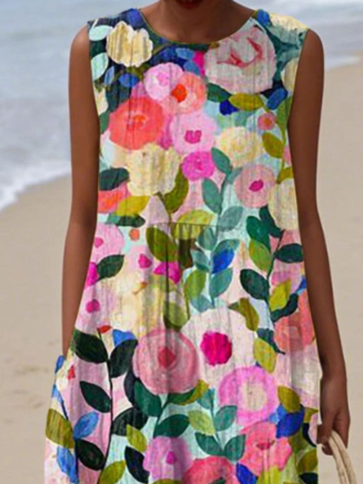 Vacation Cotton Dress With No