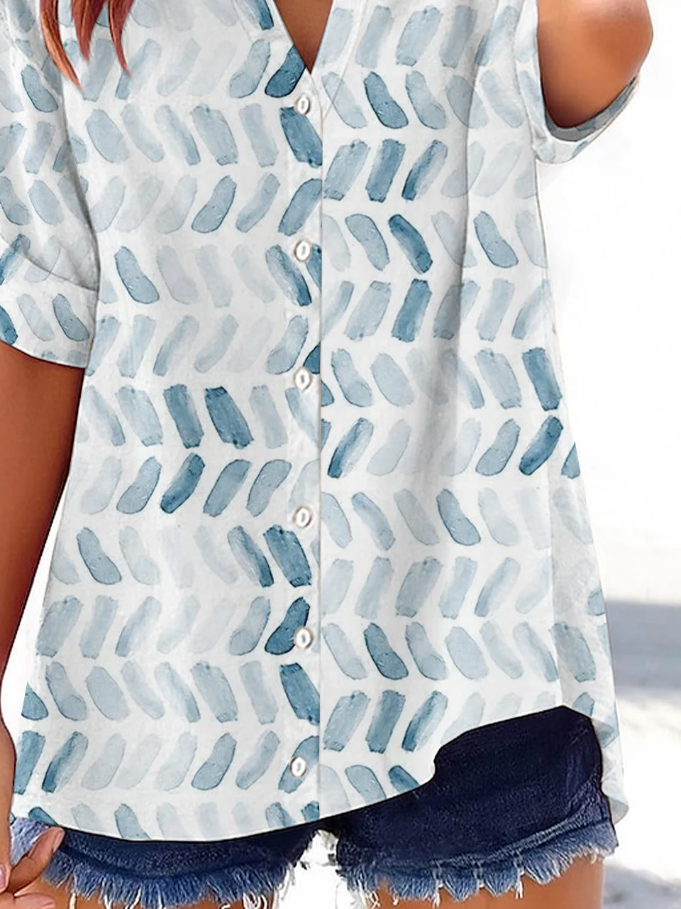 Women's Geometric Print Casual Short Sleeve Shirt