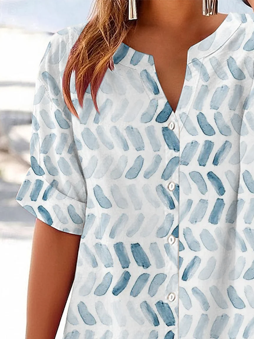 Women's Geometric Print Casual Short Sleeve Shirt