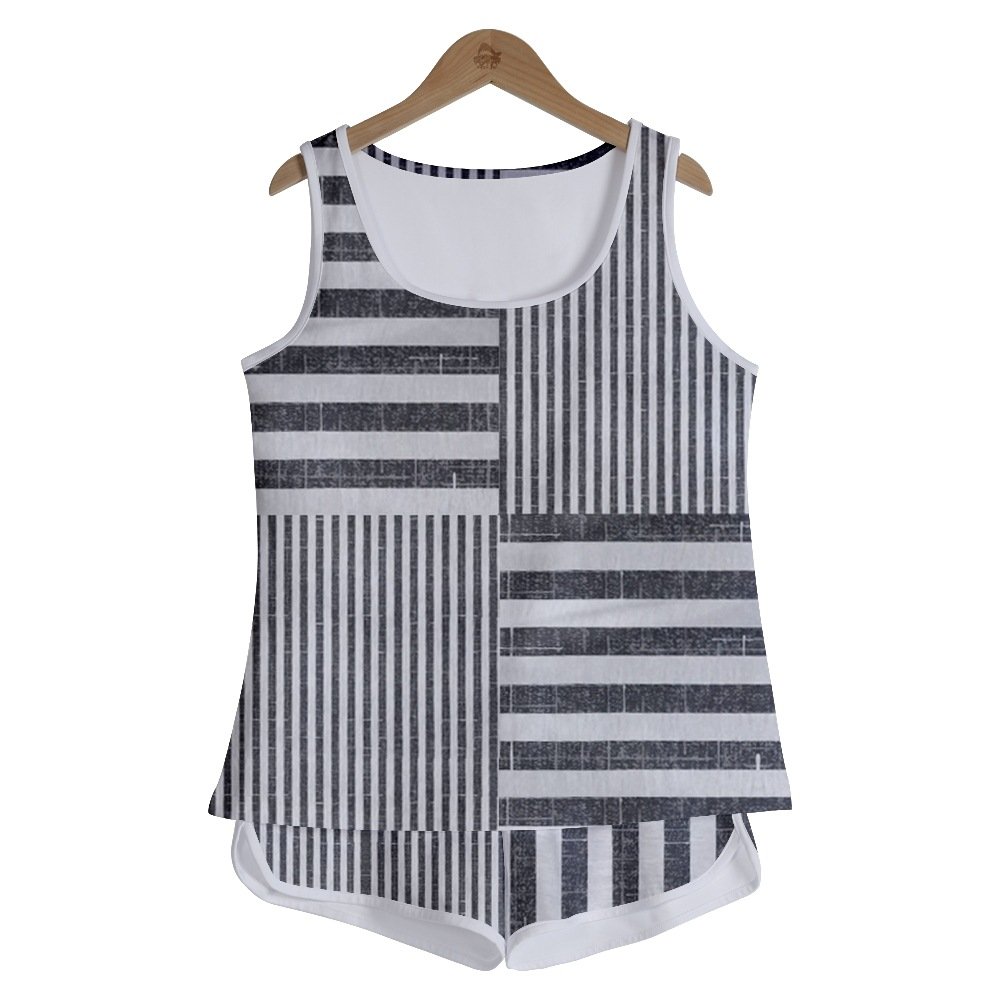 Simple Loose Striped Crew Neck Two-Piece Set