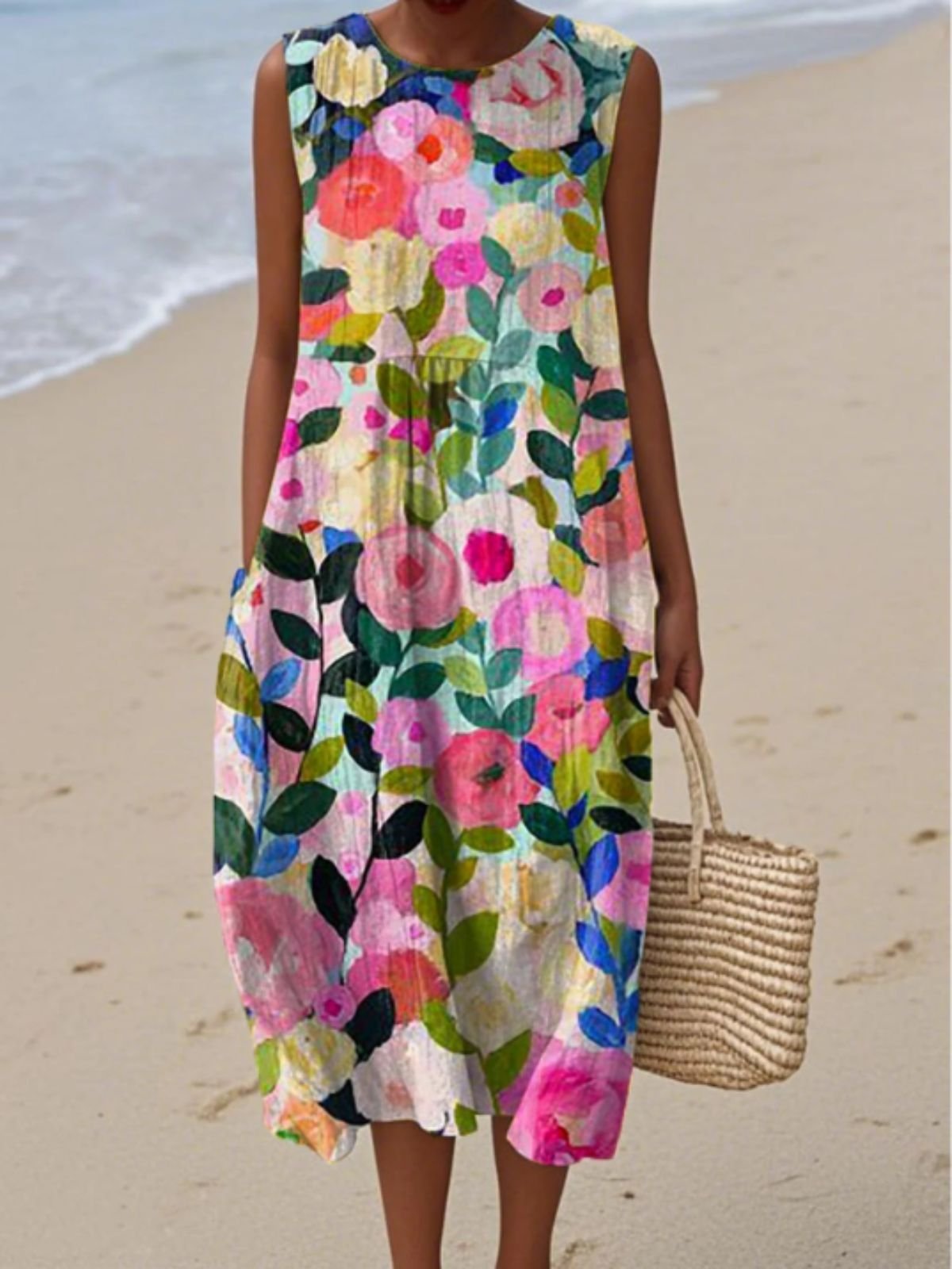 Vacation Cotton Dress With No