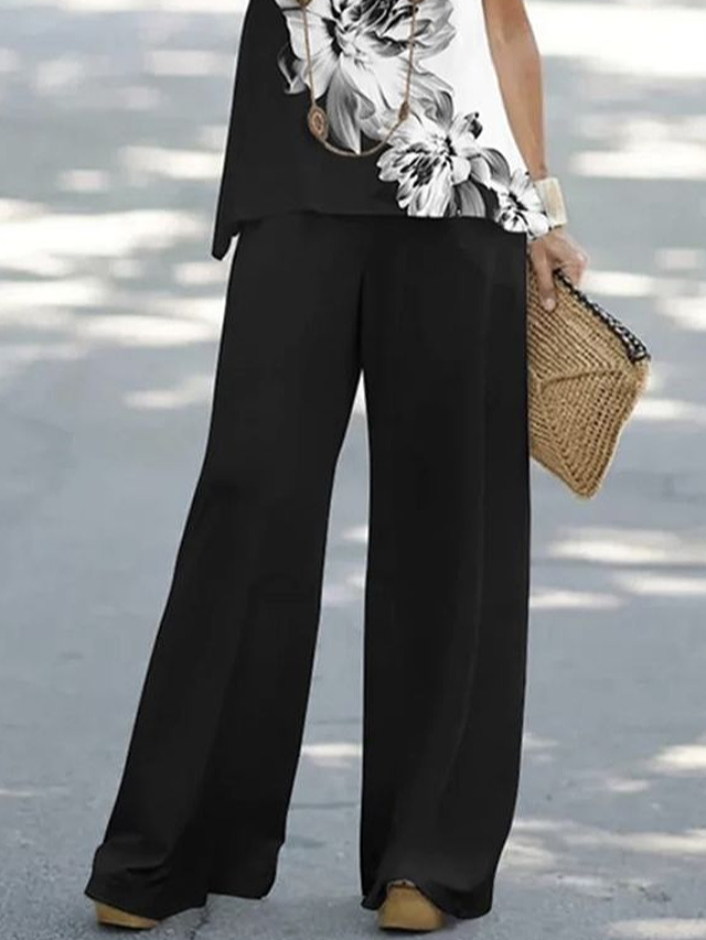 Women's Floral Print Casual Vest and Pants Two-Piece Set