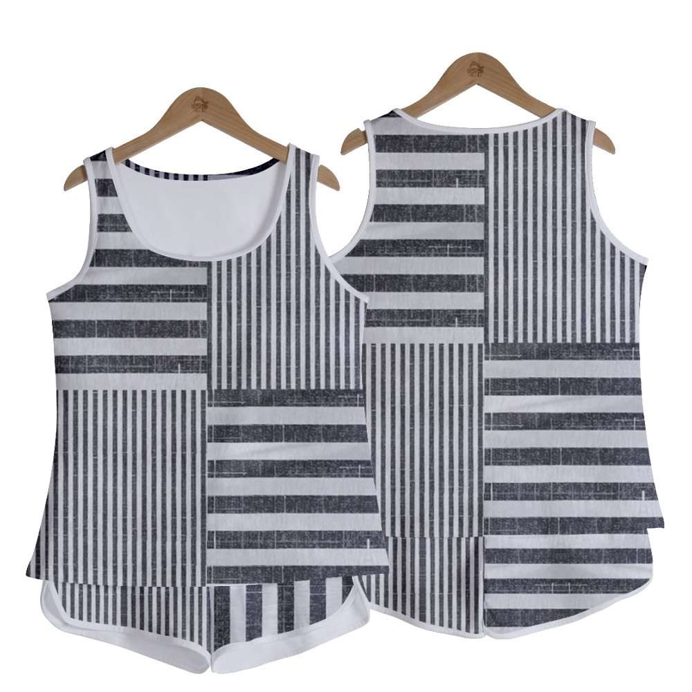 Simple Loose Striped Crew Neck Two-Piece Set