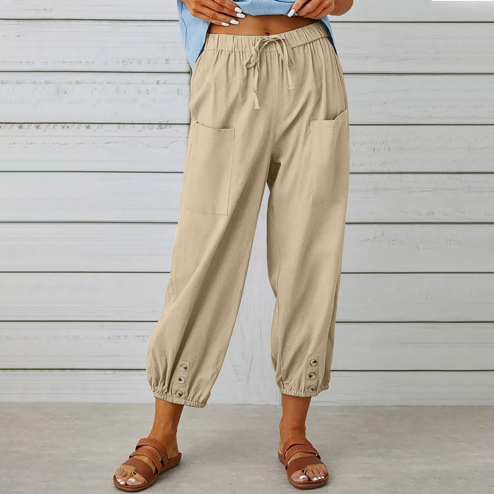 Women's  Elastic Waist H-Line Wide Leg Pants Daily Going Out Pants White Casual Split Joint Plain Spring/Fall Pants