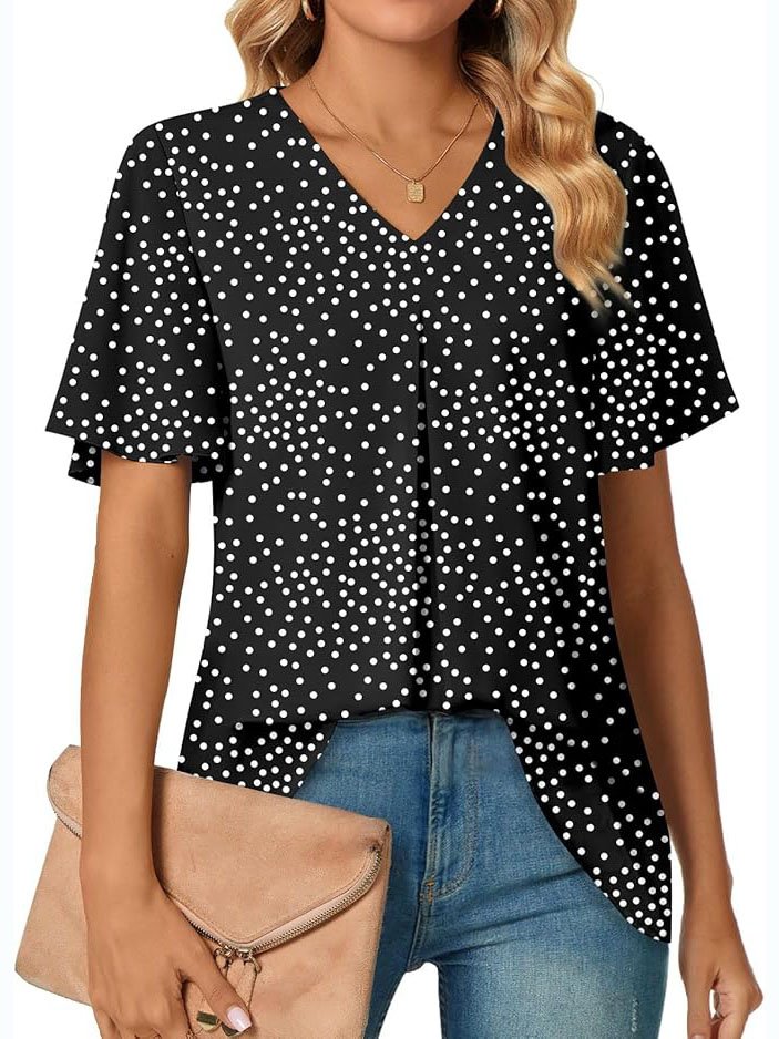 Floral Cotton V Neck Casual Shirt
