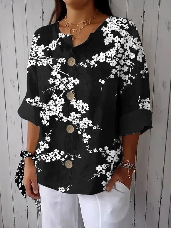 Casual Stand Collar Loose Linen Blend Shirt