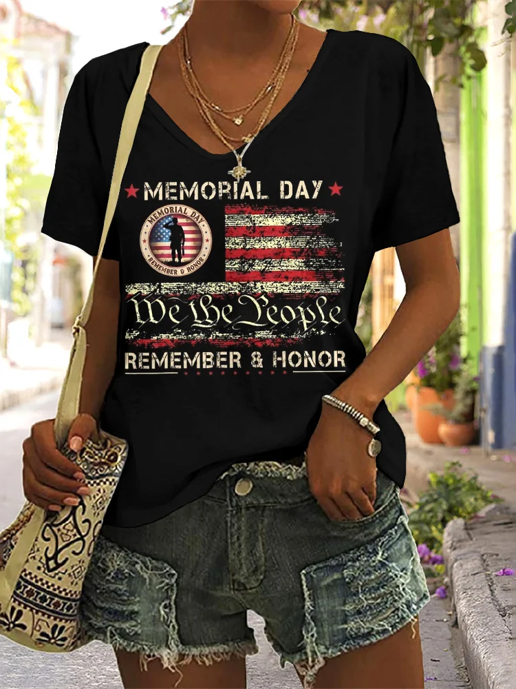 Casual V Neck Regular Fit T-Shirt