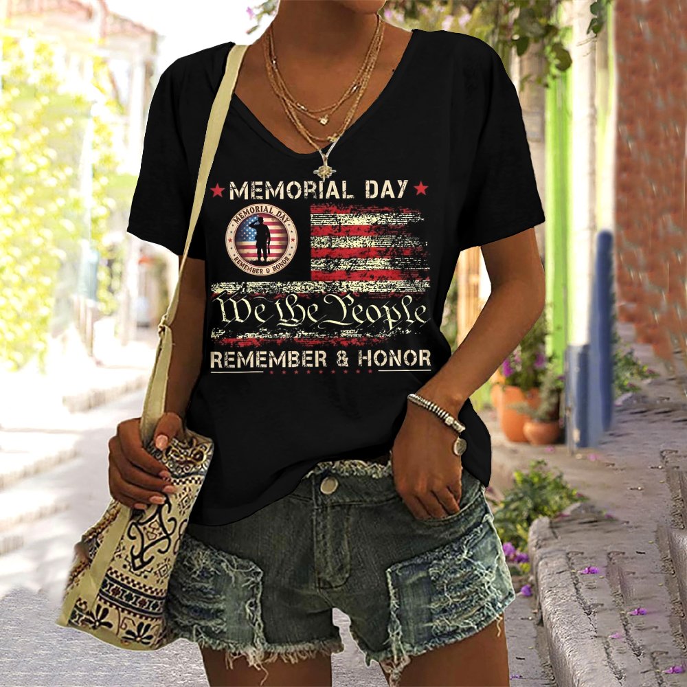 Casual V Neck Regular Fit T-Shirt