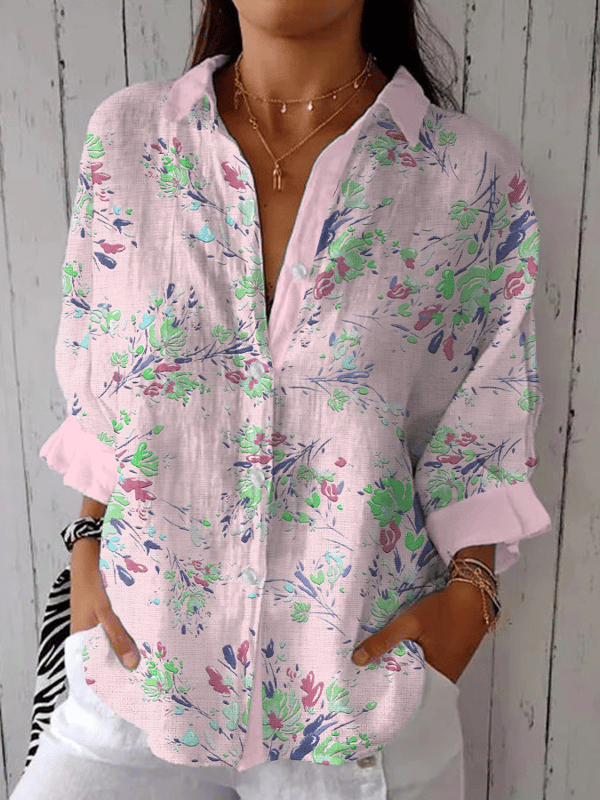 Loose Casual Botanical Pattern Shirt