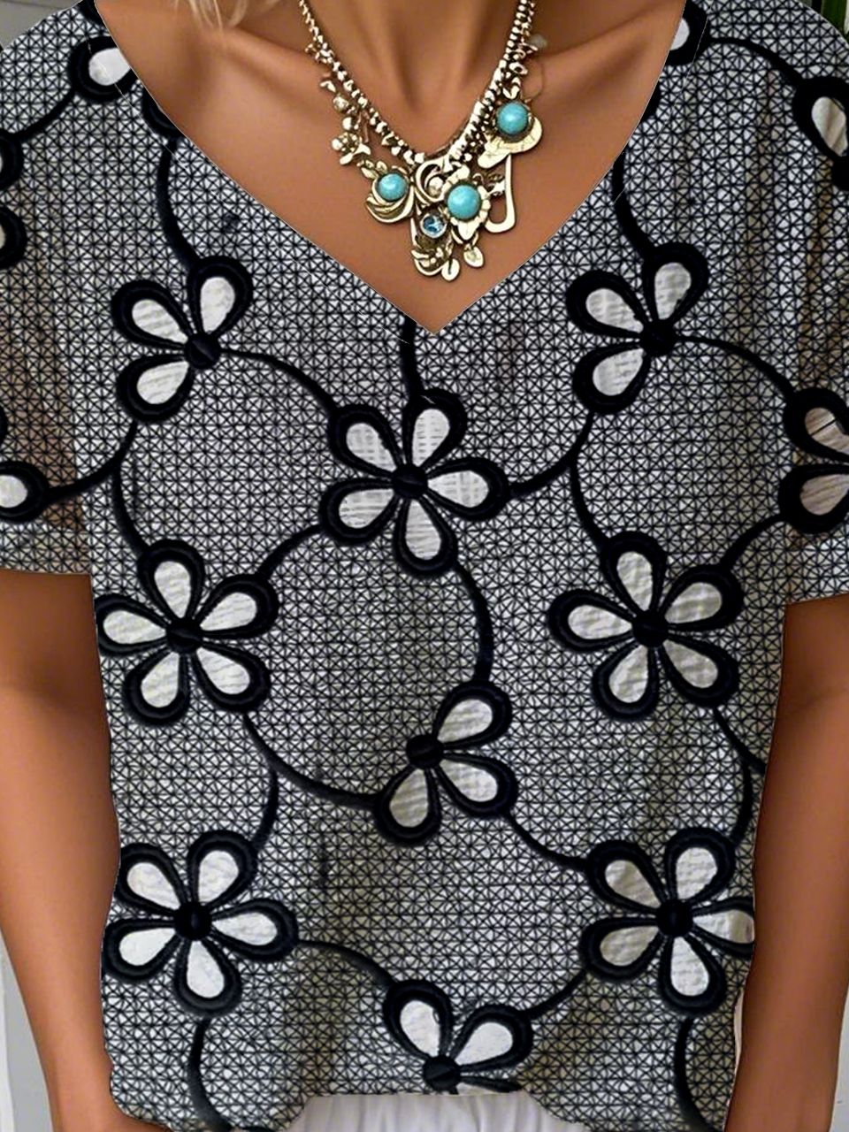 Loose Jersey Casual V Neck T-Shirt