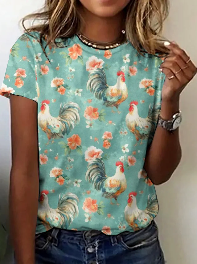 Regular Fit Animal Cotton Casual T-Shirt