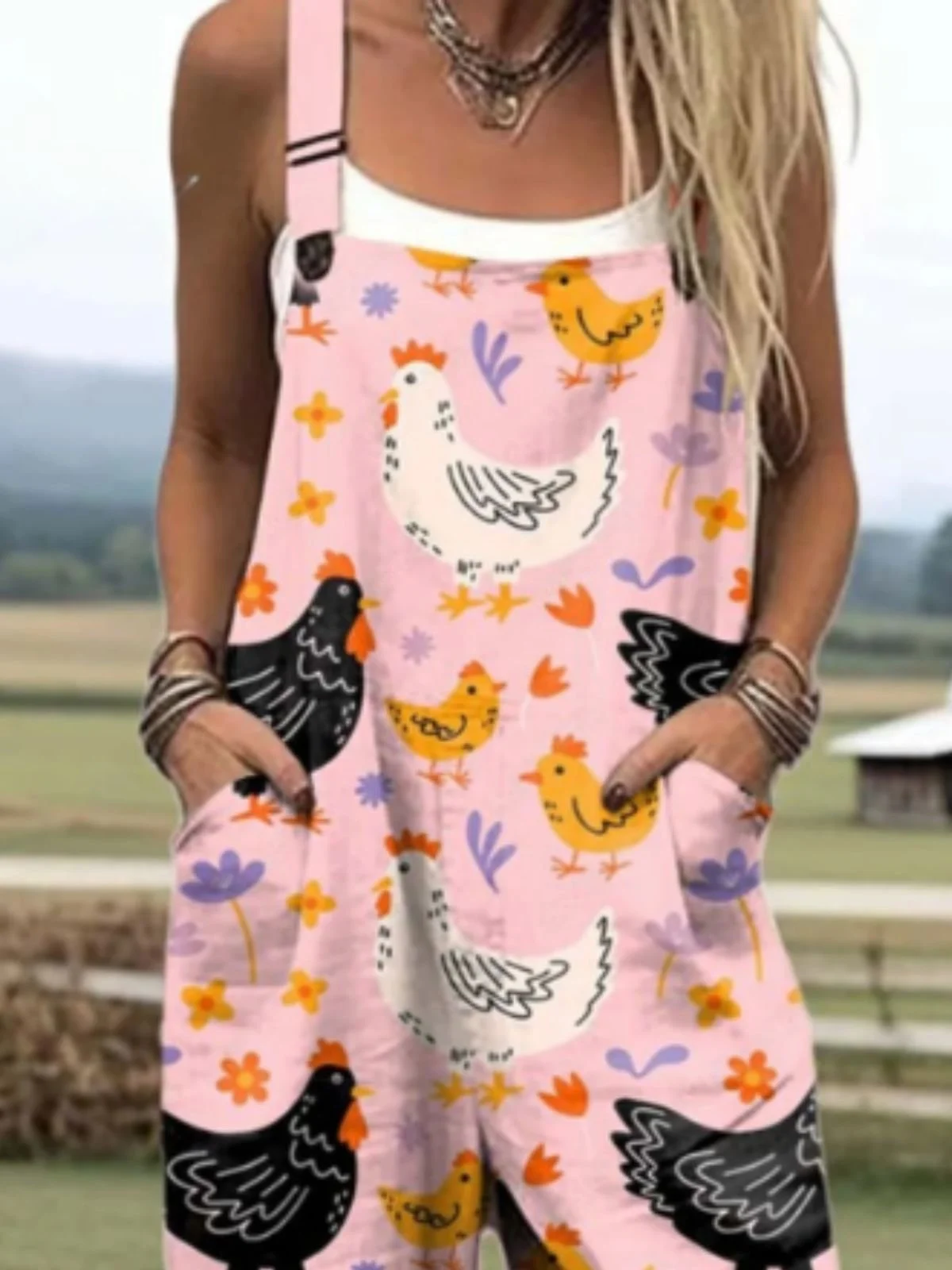 Animal Regular Fit Vacation Cotton And Linen Jumpsuit