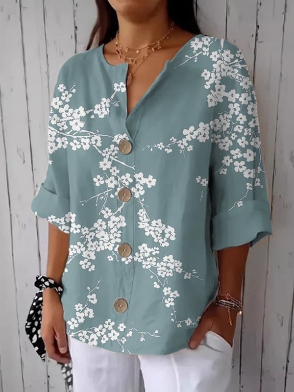 Casual Stand Collar Loose Linen Blend Shirt