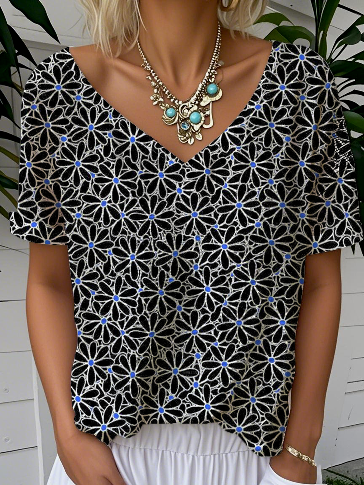 Floral Casual Loose Jersey T-Shirt