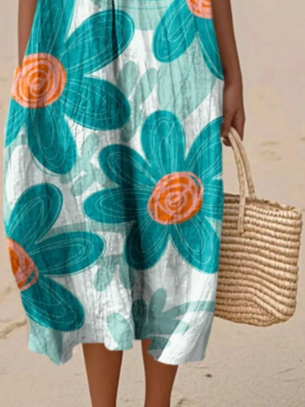 Plants Regular Fit Simple Cotton Dress With No