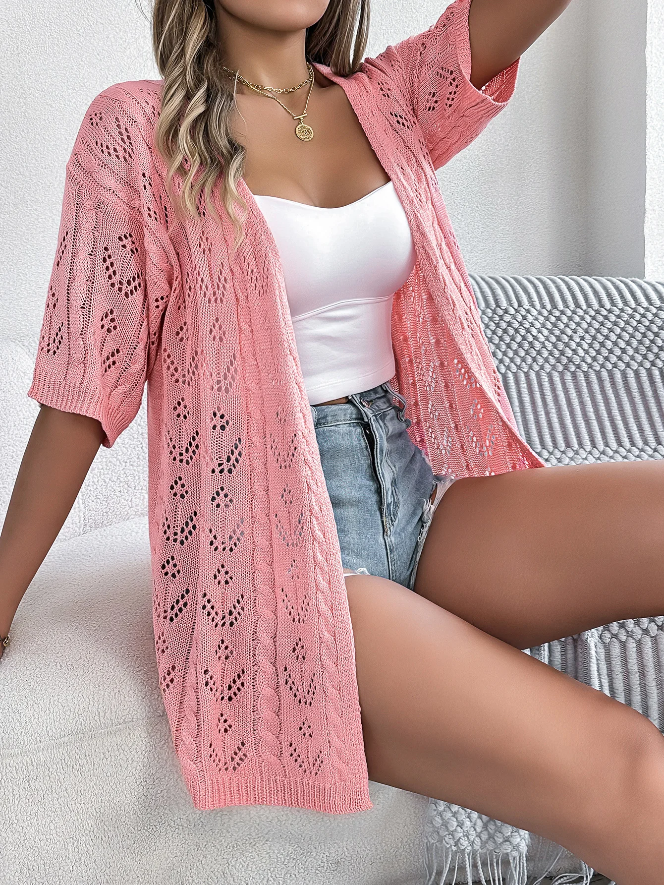 Lace Hollow Out Street Kimono