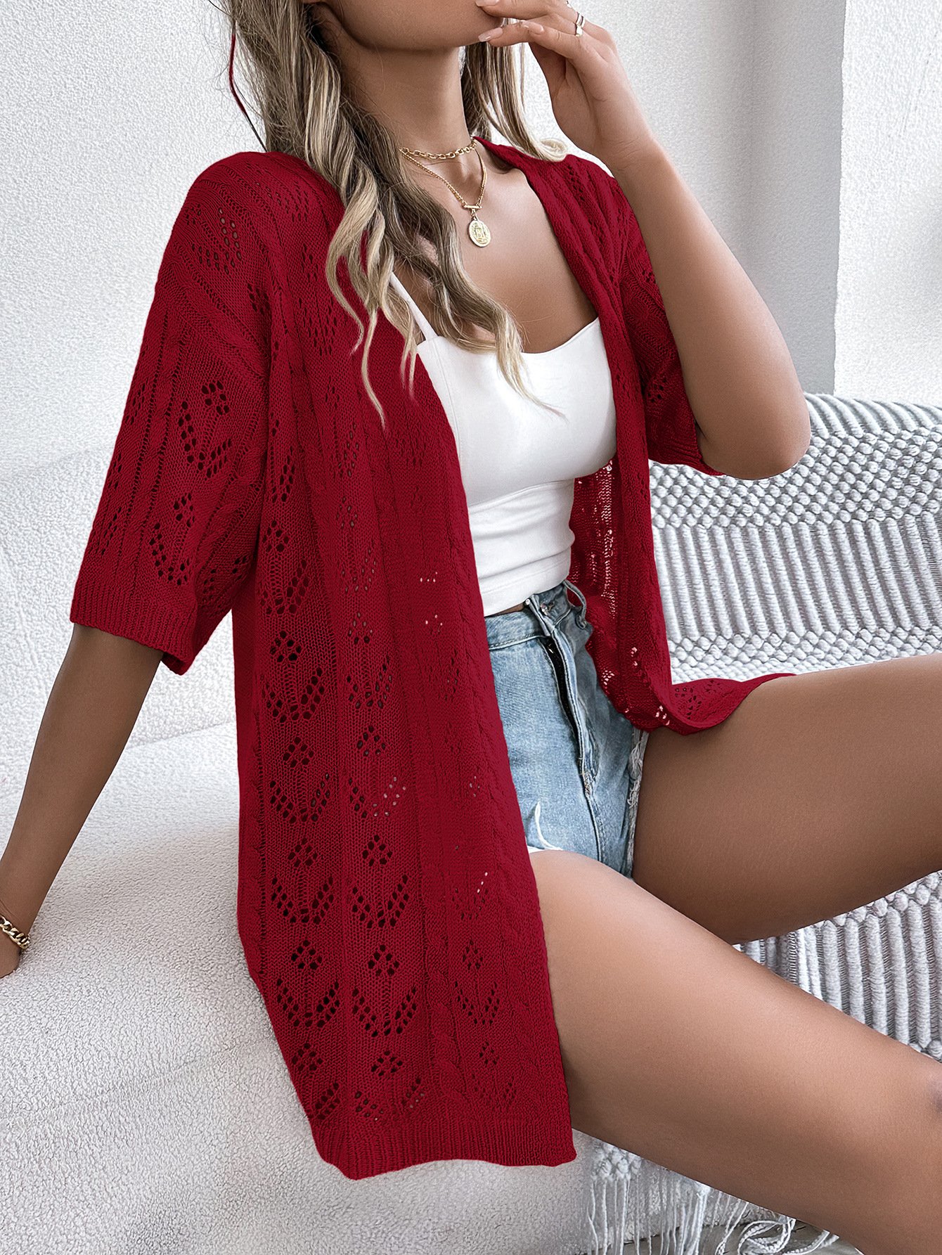 Lace Hollow Out Street Kimono