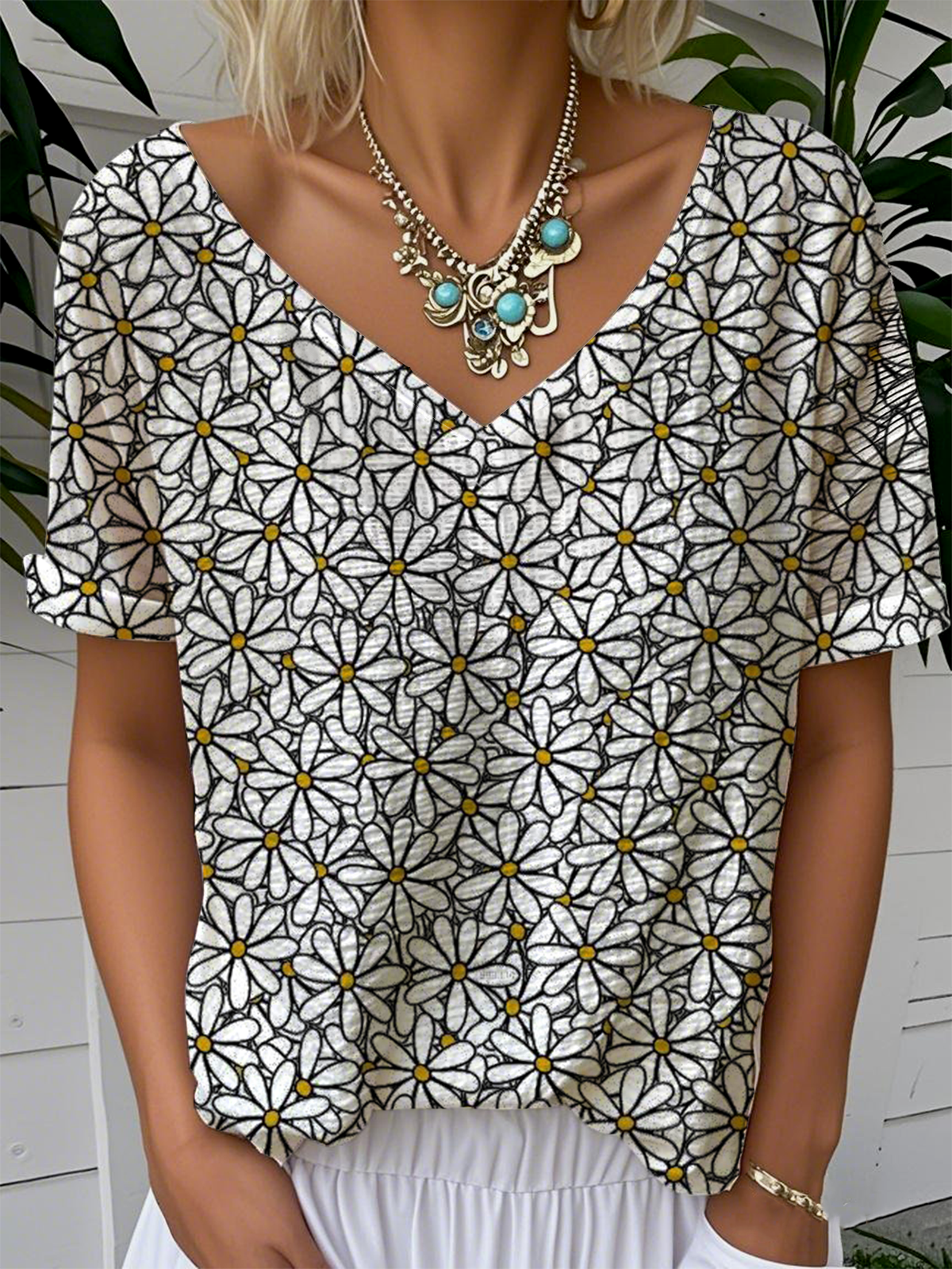 Floral Casual Loose Jersey T-Shirt