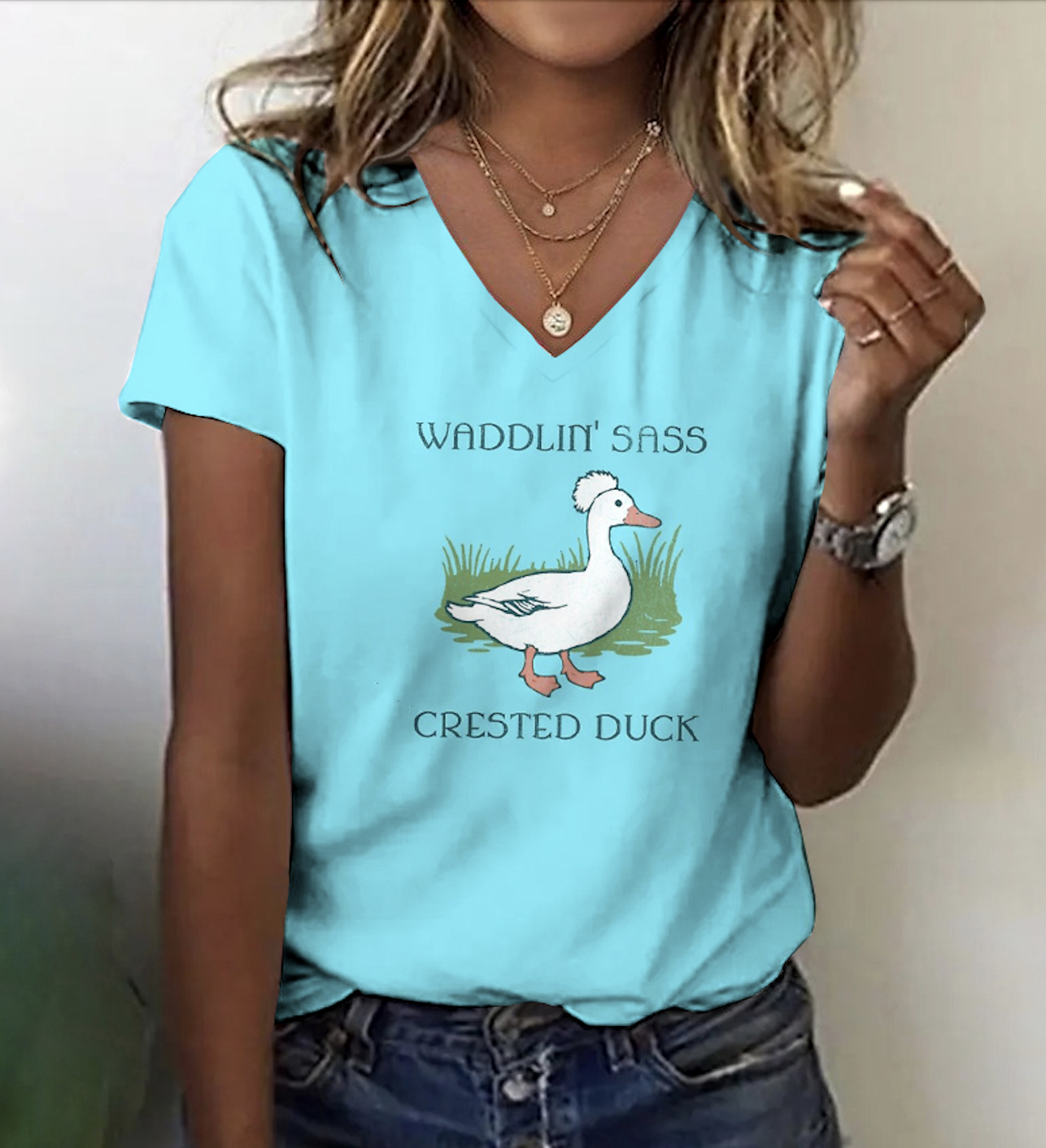 Regular Fit Casual V Neck Cotton T-Shirt