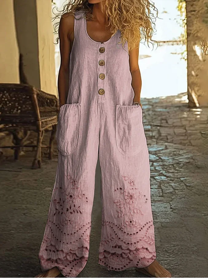 Women's H-Line Overall Crew Neck Daily Going Out Casual Printing Floral Summer Long Jumpsuit Romper