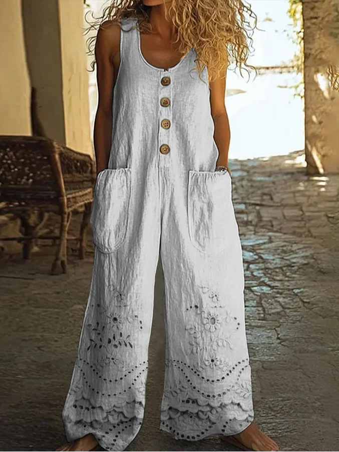 Women's H-Line Overall Crew Neck Daily Going Out Casual Printing Floral Summer Long Jumpsuit Romper