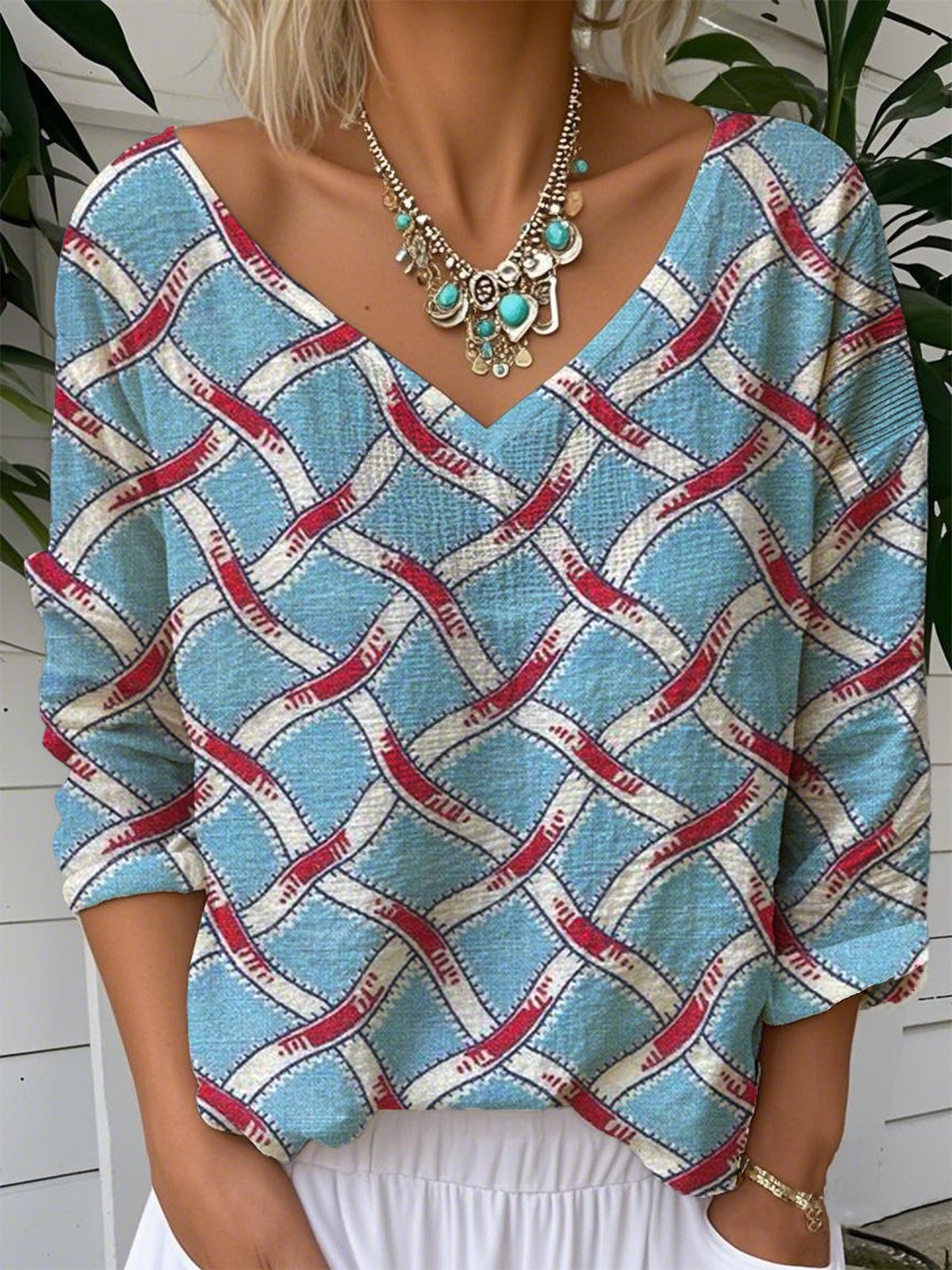 Loose V Neck Casual T-Shirt