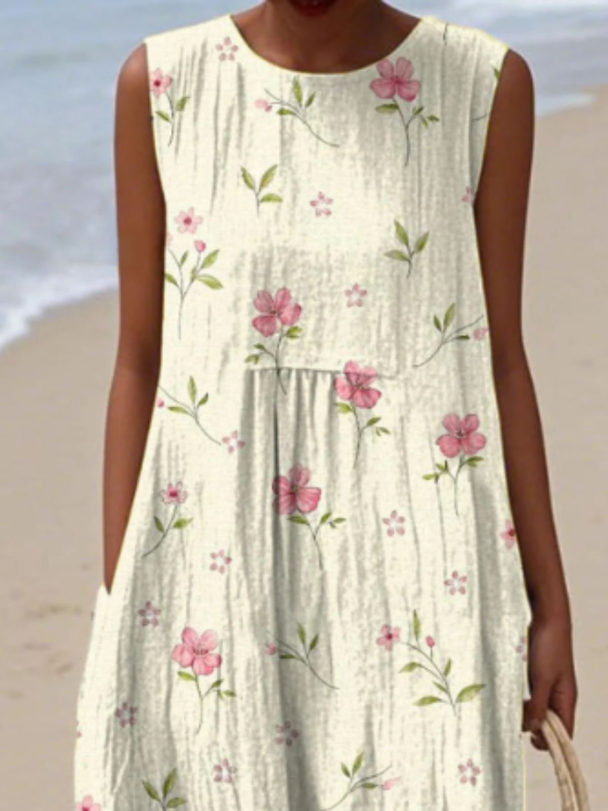 Crew Neck Casual Dress With No