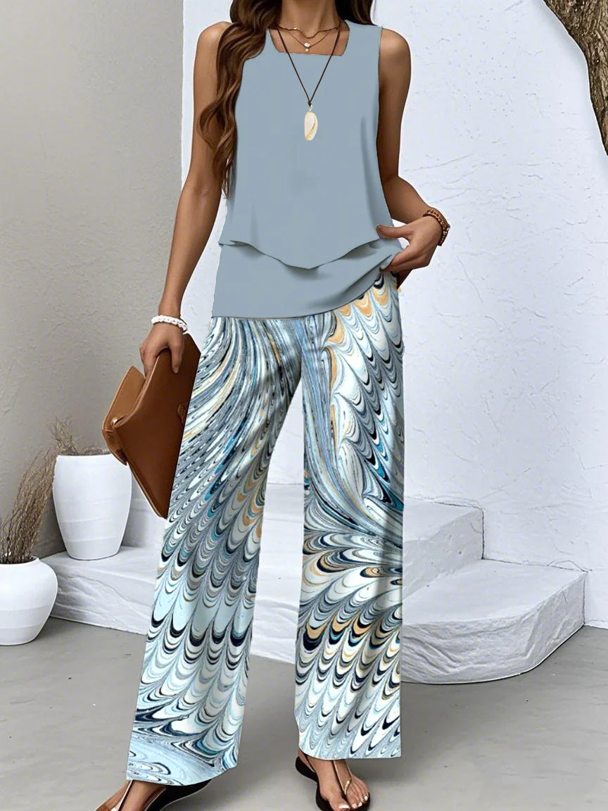 Crew Neck Regular Fit Casual Two-Piece Set