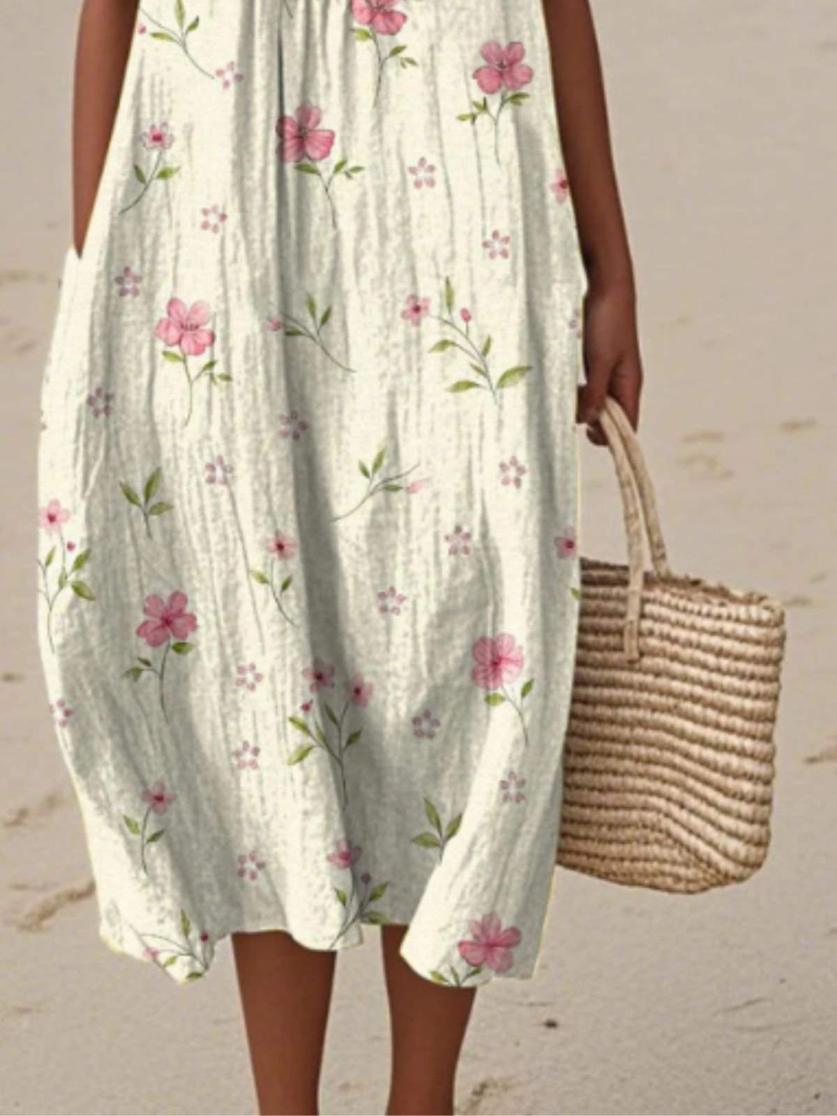 Crew Neck Casual Dress With No