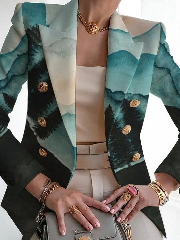 Women's Fashion Casual Printed Suits Slim Fit Printed Small Suits Street Others Blazer