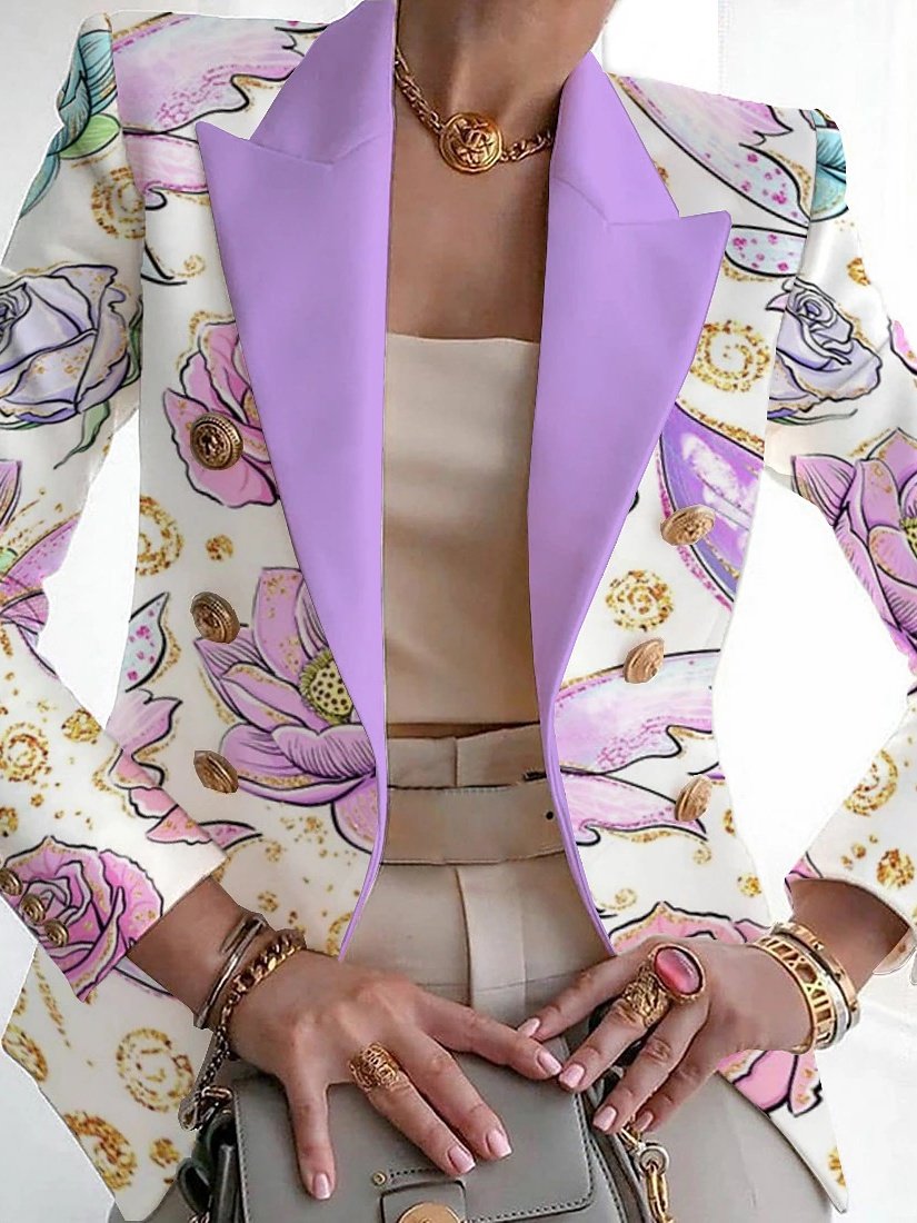 Plants Shawl Collar Casual Blazer