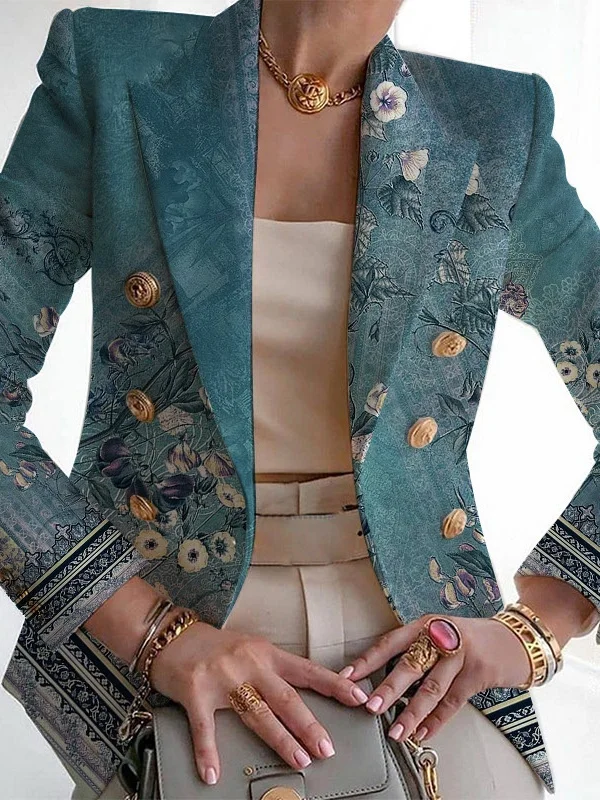 Women's Fashion Casual Printed Suits Slim Fit Printed Small Suits Street Others Blazer
