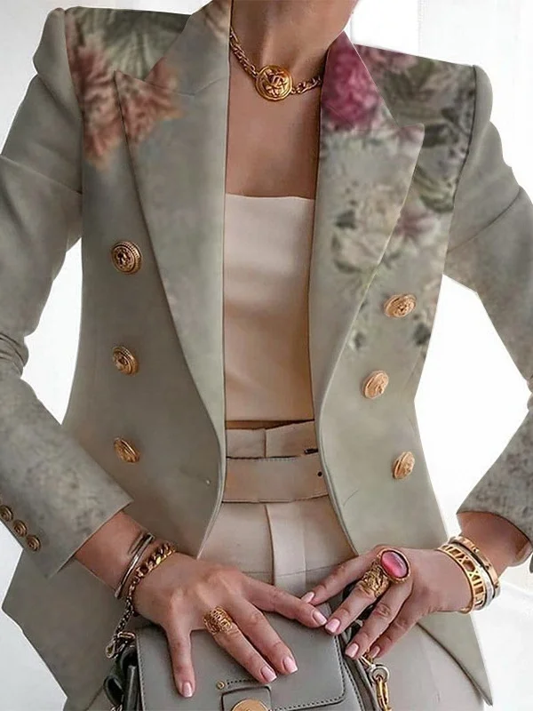 Women's Fashion Casual Printed Suits Slim Fit Printed Small Suits Street Others Blazer