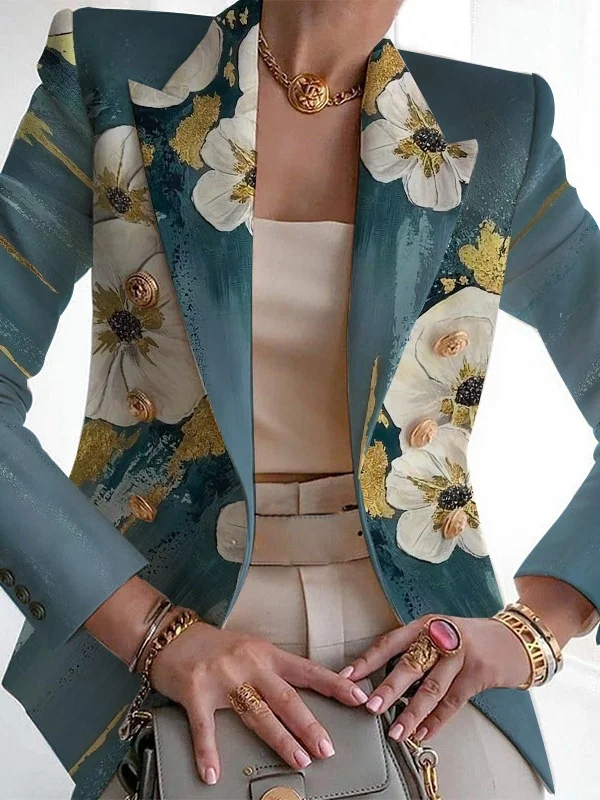 Women's Fashion Casual Printed Suits Slim Fit Printed Small Suits Street Others Blazer