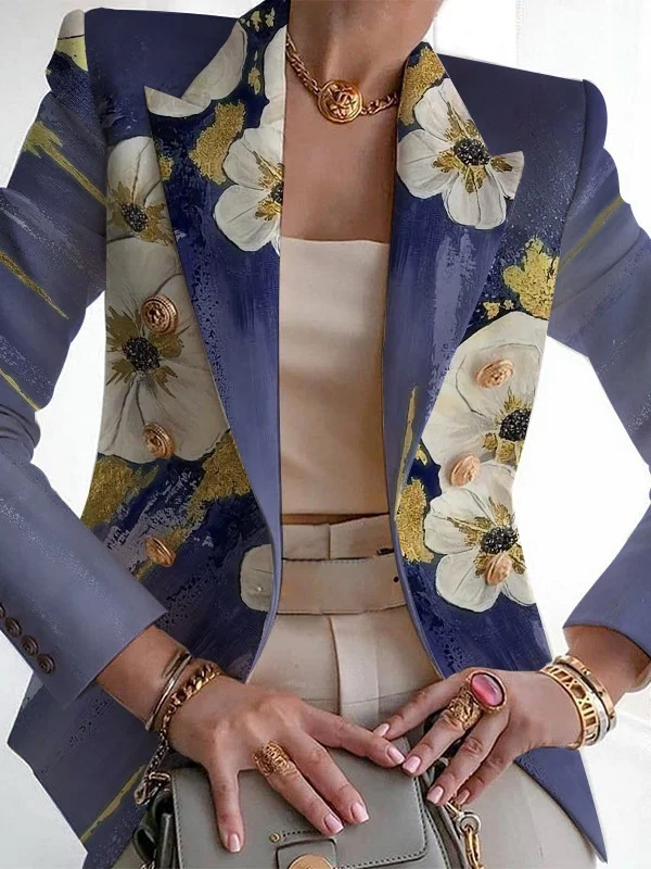 Women's Fashion Casual Printed Suits Slim Fit Printed Small Suits Street Others Blazer