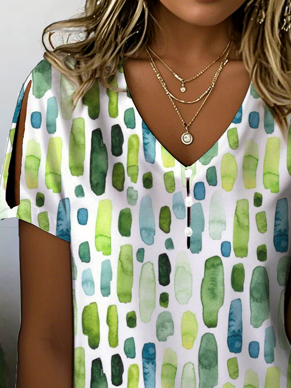 Women's Pearl Button Short Sleeve T-Shirt