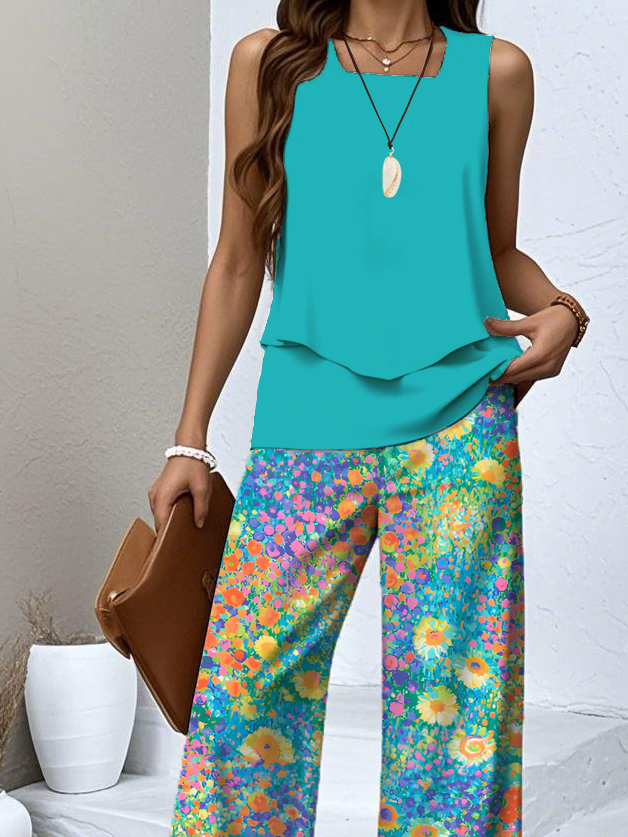 Crew Neck Casual Regular Fit Two-Piece Set