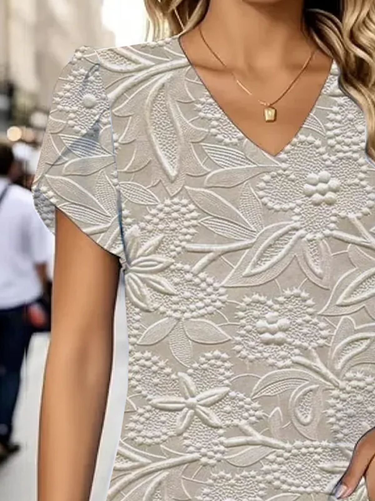 Casual Regular Fit V Neck Floral T-Shirt