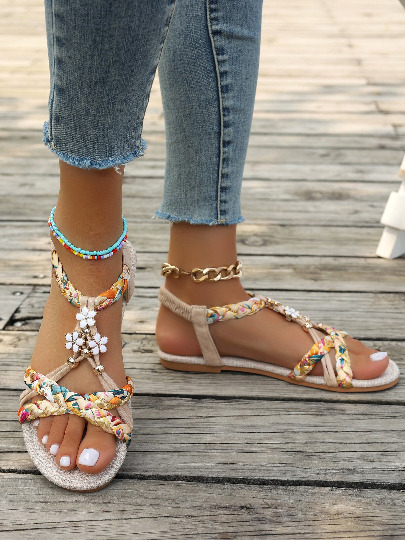 Weaving Material Casual Floral Summer Espadrille Sandals