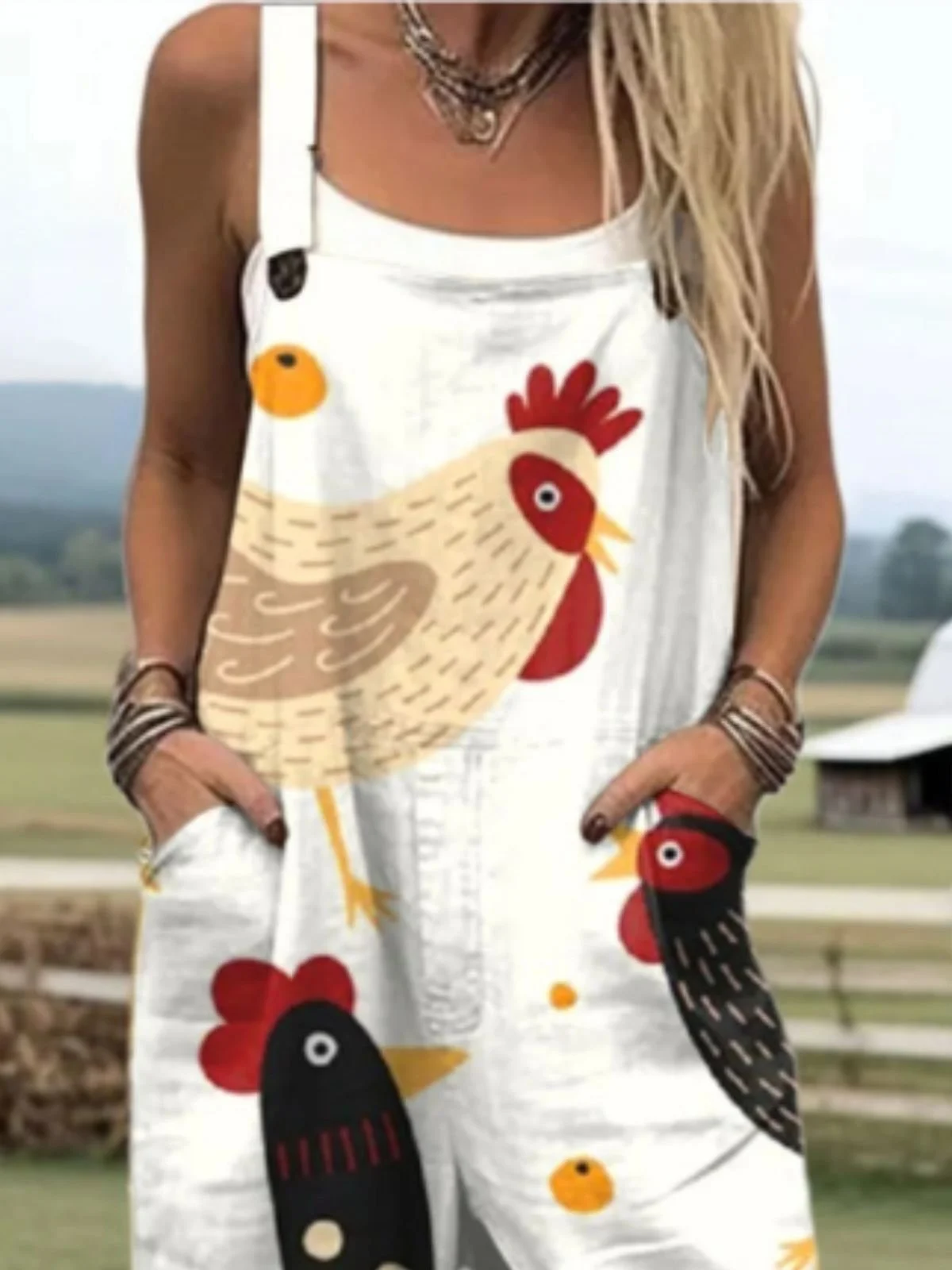 Square Neck Vacation Animal Regular Fit Jumpsuit