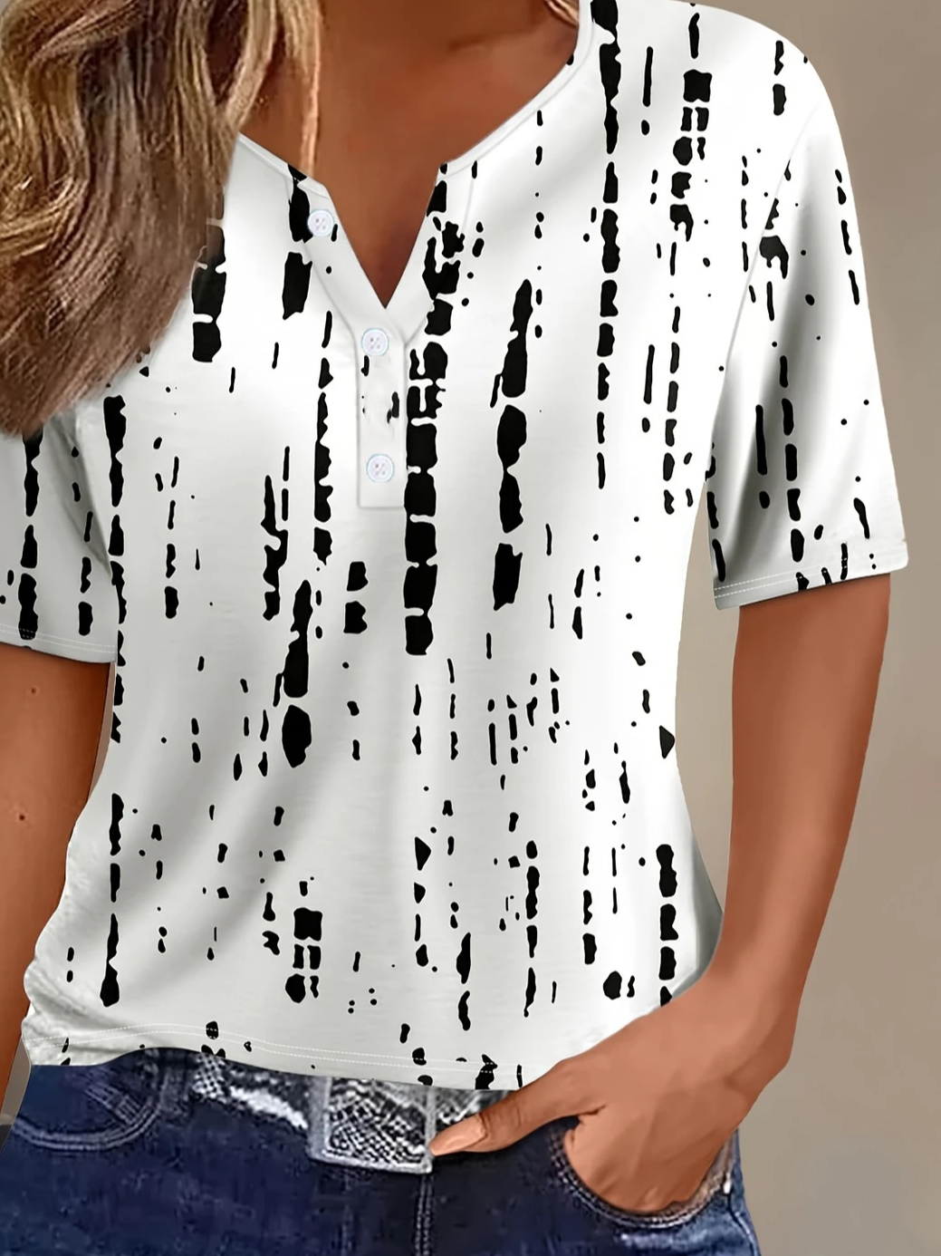 Women's Short Sleeve T-shirt Summer White Striped Printing Crew Neck Daily Going Out Casual Top