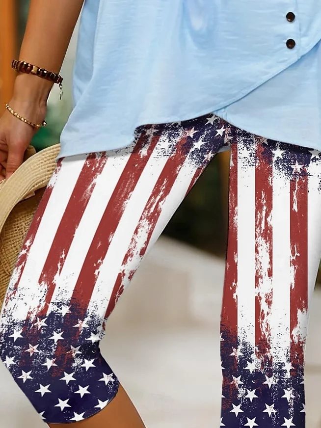 Independence Day Patriotic Leggings Capri Pants