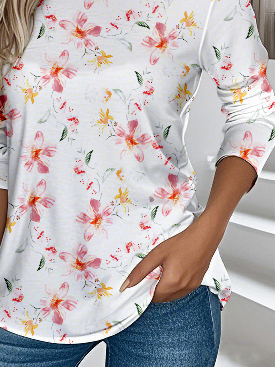 Casual Jersey Floral Loose T-Shirt